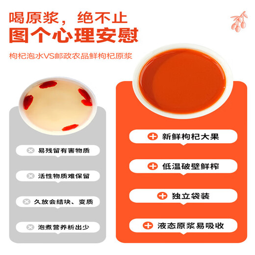 
Postal agricultural product red and black wolfberry raw pulp Ningxia Zhongning Qinghai Fruit Freshly squeezed wolfberry juice bag Pure raw pulp New Year gift box Red wolfberry * 6 boxes + 6 boxes of black wolfberry