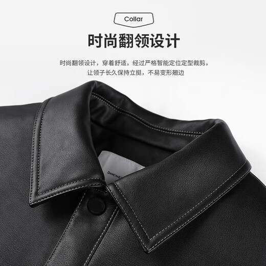 Dances with Wolves Goose Down Liner Lapel PU Jacket Men's 2025 Autumn and Winter New Casual Composite Leather Men's Jacket 1033 Black 001 S (165)