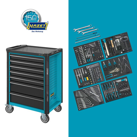 HAZET German tool cart set 7-drawer multi-functional maintenance cart car room tool cabinet mobile auto repair cabinet 179n-7/264 (264-piece set)