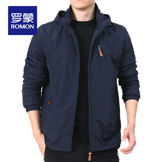 罗蒙（ROMON）户外冲锋衣男士外套秋冬季中年男装秋装上衣服加绒夹克男春秋厚 灰色9898 加薄绒 M