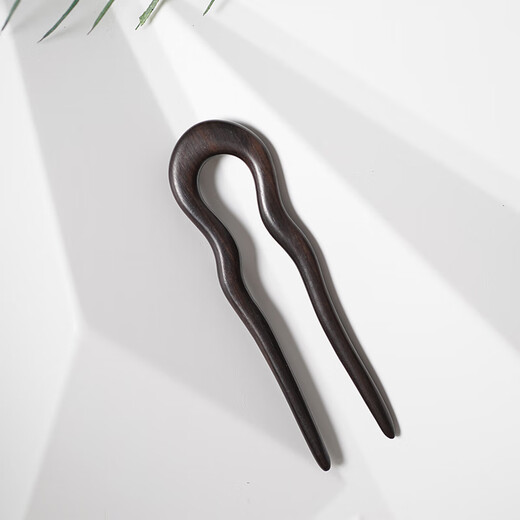 Zuoou short hairpin U-shaped hairpin with small wavy wooden hairpin ancient style hairpin daily commuting ball hairpin hairpin ebony wavy U-shaped wooden hairpin about 12 cm