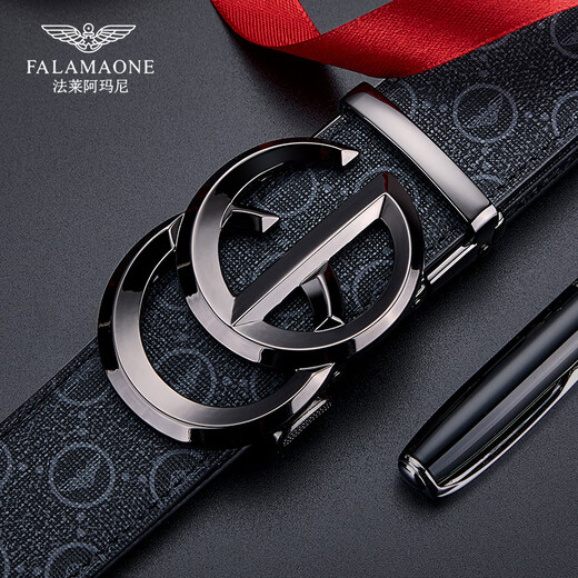 Falai Armani Belt Men Genuine cuero de cuero Valentín Día Cabeza Cabeza de la cabeza de vaca Men Light Luxury Casual de alta gama Regalo de alta gama para hombres de cumpleaños Golden 841 [Caja de regalo de mostrador] 120cm