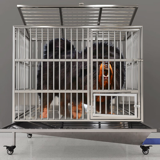 HKML Stainless Steel Dog Cage Large Dog Cage Medium Dog Cage with Toilet Separate Flush Funnel Tray Small Dog Kennel Full Tube Style - Length 80* Width 50* Height 75cm Stainless Steel 202 Hollow Round Tube Cage + Skylight + Funnel Tray - Dog Bowl Included