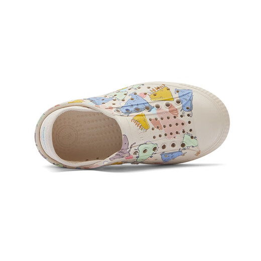 Native children's clogs Jeffery guardian spirit series printed outdoor beach sandals ultra-light breathable boys and girls shoes off-white | guardian spirit print 34 (children's version 2220mm)