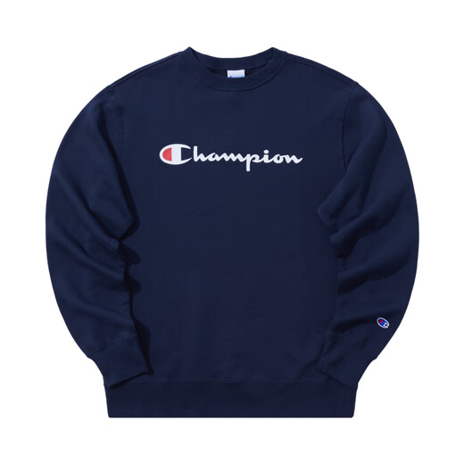 Champion Champion Sweatshirt Men's 2024 Autumn New American Fashion Brand Large Cursive Cotton Round Neck Top Navy Blue M