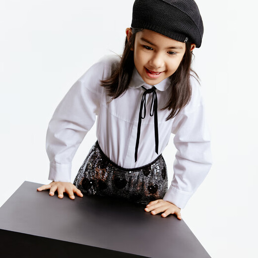 Little MO&Co. Children's clothing autumn new style girls pure cotton doll collar bow long-sleeved white shirt shirt white 120 120/60