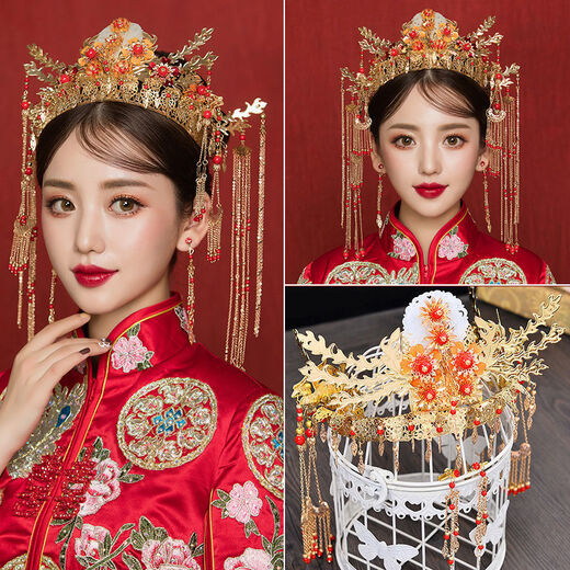 Xiuhe tiara bride wedding simple Chinese style phoenix crown hair Xiuhe suit Hanfu female atmosphere suit T50 suit