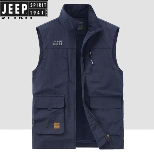 Jeep Spirit Jeep Outdoor Workwear Fishing Weste Frühling und Herbst Neue Multi-Pocket-Fotografie Casual Lose All-Match Jacke Black 677A Fleece Style 2xl Empfohlen 150-165jin [Jin gleich 0,5 kg]
