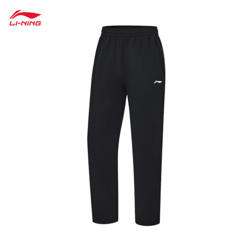 李宁（LI-NING）冰丝丨直筒卫裤男子春季健身系列简约印花运动长裤子 黑色(加绒直筒AKLT795)-3 2XL