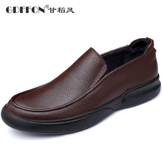 Gdffon Men's Head Couche Cow Hide Chaussures en cuir blanc épaisse semelle douce Sole en cuir souple Couge de tête de vache confortable Couverture de pied Business Cuir Cuir Cuir 3891 [COFE COLOR] 41