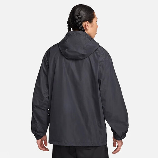 Nike (Nike) Jacke Herren 2025 Sommer New Los locker gewebte Freizeitsportstickerei Leichtes Halbzipper Sweatshirt Jacke FN3893-010 Black M