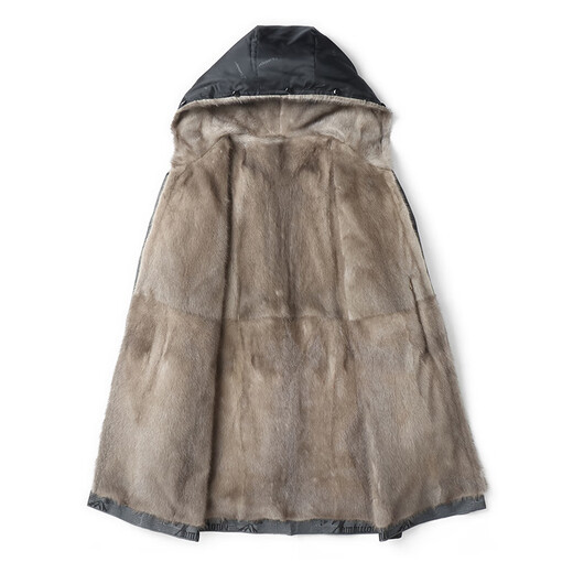 Caesars Pygie Mink Innerer Boden Herrenfell Nerzmantel Voller Nerzhetschempfahl Nickelmantel Abnehmbarer innerer unten Navy 2xl