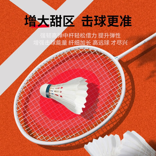 的幸均衡之刃超轻羽毛球拍全碳素纤维羽毛球耐打初学者新手耐用单拍 皓月白 质保30磅（已穿线+两个手胶）