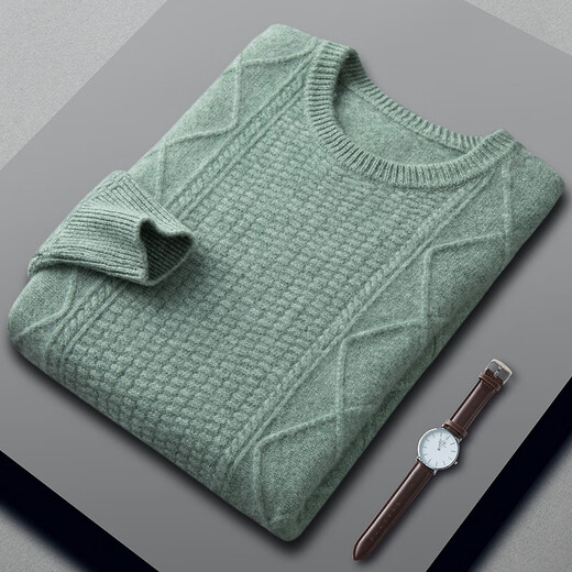 
Pure Ordo City cashmere sweater men's cashmere round neck thickened pullover long-sleeved sweater casual crimp sweater official store flagship 1980 beige L