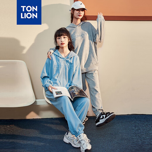 Tang Shi Women's Drawstring Knitted Pants Suit Women's Cardigan Moon Blue L