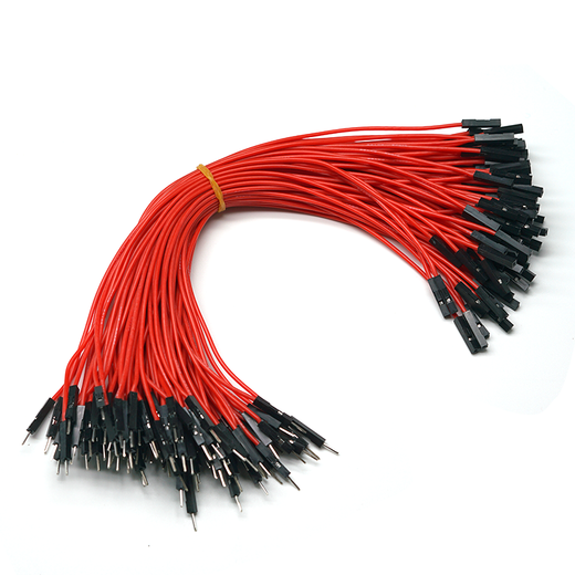 Throwing stones 1P rehearsal Dupont wire 26AWG silicone insulated wire High temperature resistant electronic wire Experimental supplies 100 wires in a bundle 20cm wire length 100 pieces/item Red 20cm male to female