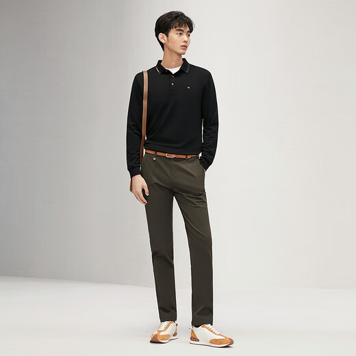 Qipai wool-containing men's long-sleeved Polo shirt autumn and winter fashion casual comfortable warm lapel top