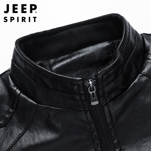 Jeep Spirit Jeep Leather Jacket Мужская куртка осень -стенд -воротник бизнес -локомотив мужская одежда Black xl