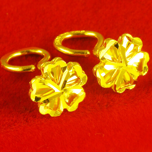 Qianying Gold Stud Earrings for Women 9999 Pure Gold Real Gold Earrings Plain Gold Earrings Curved Hook Double-layered Heart-Shaped Wedding Jewelry for My Wife Weighs About 2.10-2.2g (Including Labor Cost 35)