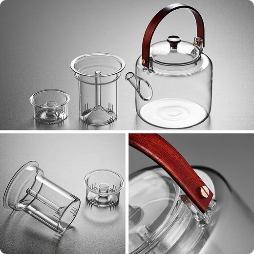 Mesni glass tea brewing pot, spray tea steaming pot, steaming and boiling one-piece teapot, kung fu tea set, steaming and boiling one-piece pot
