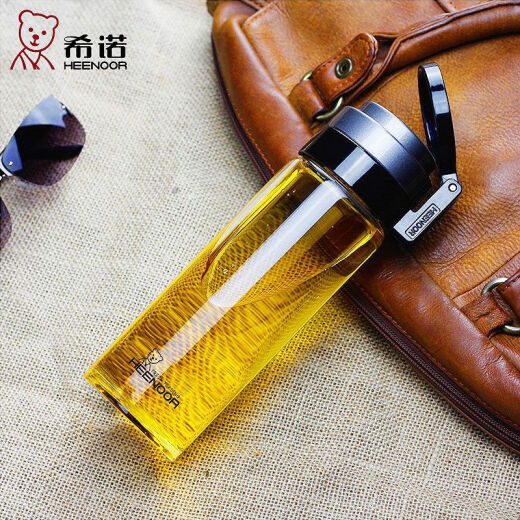 希诺玻璃杯单层加厚大容量家用透明耐热杯子办公便携带滤网泡茶水杯 6076带提环 695ml