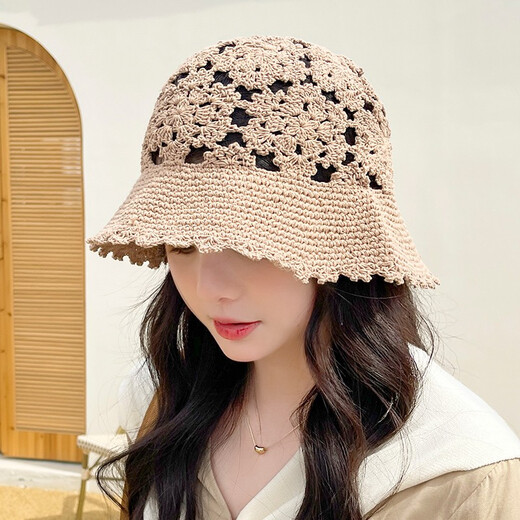 NZTK Fisherman Women's Hat Fin à la mode et à la mode Chatte de crochet creux de la femme Fleur en tricot en tricot en tout-coup montre le petit visage MT683 Bourgogne 55-60cm