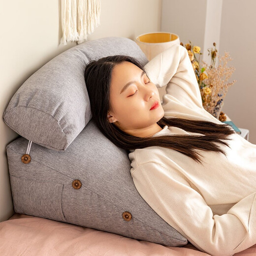Jinse Huanian's soft bag cushion back sofa with pillow pillow bay window waist pillow waist pillow triangle combination cushion gray 60*22*50cm (head rest + cushion)