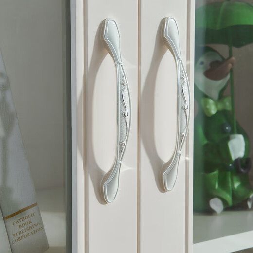 全友家居靠墙落地手办展示柜带门书柜简约客厅玻璃收纳储物柜子