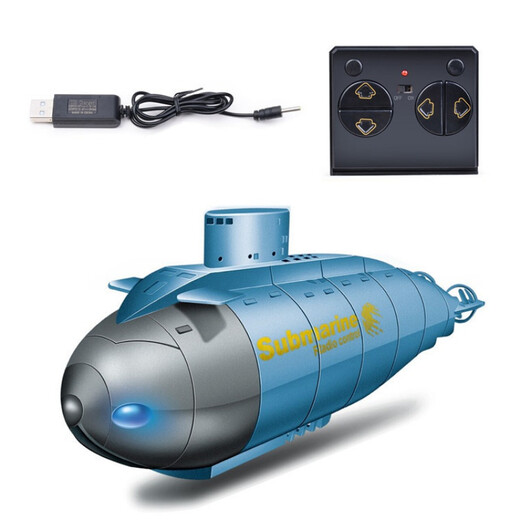 Mini modèle de sous-marin télécommandé pour enfants 2,4 G, bateau électrique télécommandé à six canaux pour garçons jouant dans l'eau, bateau jouet sous-marin nucléaire (bleu) sous-marin télécommandé sans fil à 6 canaux