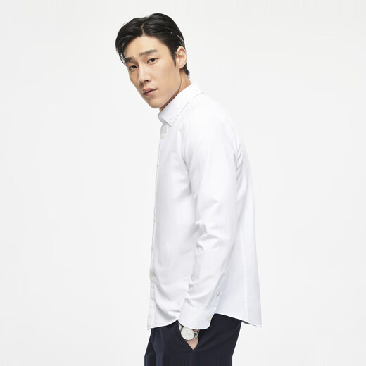 YOUNGOR long-sleeved shirt men's Oxford spinning shirt bamboo pulp fiber Oxford spinning elastic comfortable comfortable breathable VLNX139827BKA white 41