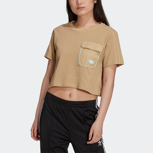 Adidas Clover Kurzarm Frauen Sommer Neuer Sport Kurzer Taille Runde Halshemd T-Shirt H15829 H15829 XS