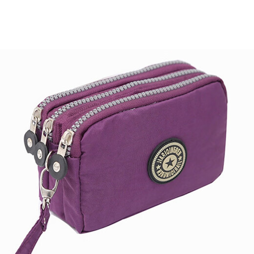 SHU GUO ER three-layer zipper coin purse women's fabric clutch crossbody wallet men's and women's clutch bag coin storage bag dark blue