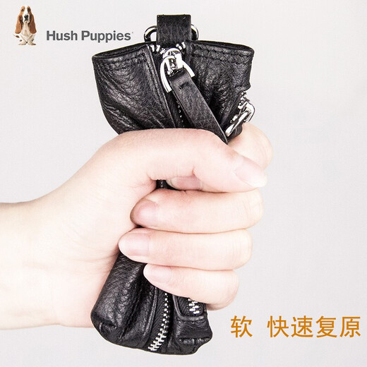 Hush Puppies large capacity key bag for men and women universal multi-functional top layer cowhide key bag soft leather men's key button