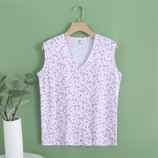 AB AB Summer Summer delgada algodón en V de algodón en V ropa de cárdigan chaleco de cárdigan de mediana edad y ancianos con pijamas y sudadera S724 Blue Rose XL (165/95)