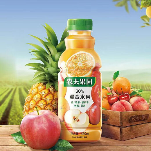 Nongfu Orchard Nongfu Spring Nongfu Orchard 450ml*15 bottles Orange Juice Mango Pineapple Guava 30% Mixed Fruit and Vegetable Juice Beverage Large Bottle Peach Apple Guava 1.25L*6 bottles