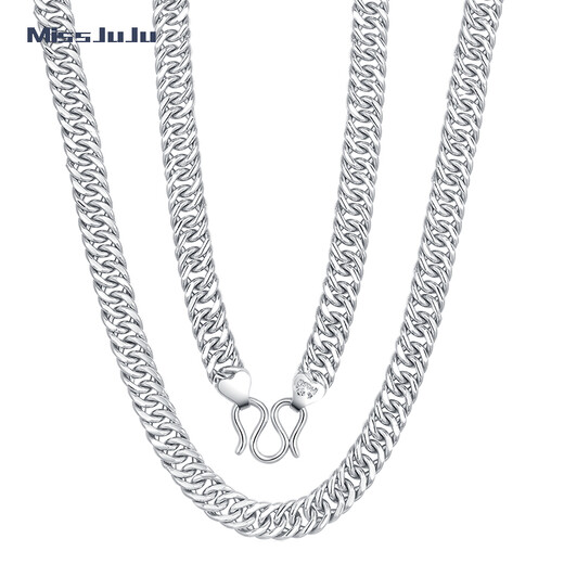 Miss JuJu PT950 Platinum Necklace Men's Platinum Horsewhip Chain Attractive Men's Plain Chain Classic Boss Flat Thick Chain Can Be Customized Weight 26.04g Length 53cm Thick About 4.5mm More Refund or Less Replenishment