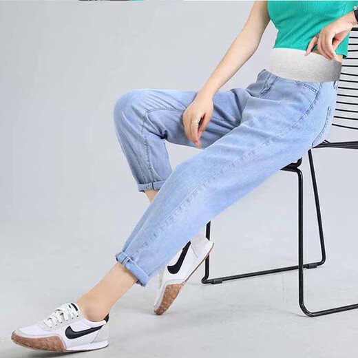 
Jingqi (JOYNCLEON) maternity pants summer style thin jeans nine-point casual pants dad pants light blue L Jyk176496