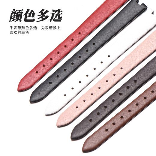 
FANSHIDA adapted to ancient pond 12 14mm YA14140 strap genuine leather women GC Guqi watch strap concave interface pin buckle black-silver buckle 12mm