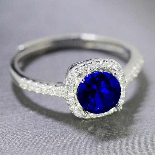 Fat Donglai's same style tanzanite sapphire square covered with diamonds tanzanite blue jewelry set three-piece set for women 1g pendant (1 carat/6.5mm) including necklace