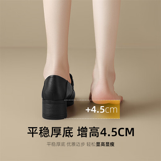 Zhr Capa de la cabeza de la cabeza de vaca Mocasfas de mujer Retro Caíla Retro Mujer zapatos de cuero de cuero Mujeres Toe Single Shoes Kl03 Negro 36