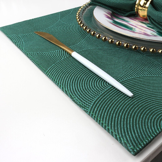 Heting Home Nordic Hotel Western Food Mat Household Red Insulated Mat Dinner Plate Mat Anti-scalding Anti-slip Cloth Placemat High-end Table Mat Gulan-Dark Green Placemat 1 piece (32*45CM)