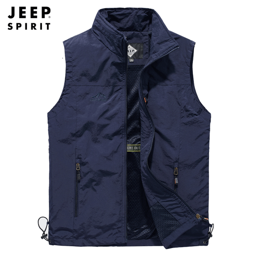 
JEEP SPIRIT vest men's spring and autumn new solid color vest jacket men's photography breathable windproof warmth and thin jacket black 3001 L (recommended 115-130Jin [Jin equals 0.5 kg])
