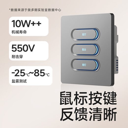 Odoran smart switch panel voice control supports Xiao Ai's control of dual control single zero fire and has been connected to Mijia APP Second Open Phantom Gray Universal Edition