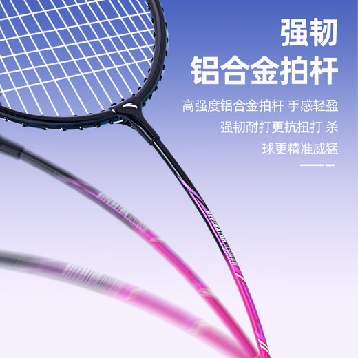 安踏羽毛球拍男女对拍耐打深凹槽比赛双拍球包尼龙球手胶套装 