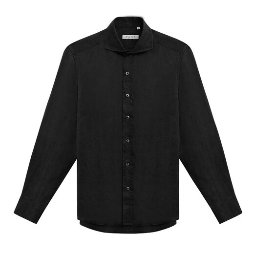 CULTUM 100% linen shirt thin windsor collar breathable long-sleeved shirt men's solid color business casual retro all-match shirt ivory white XL