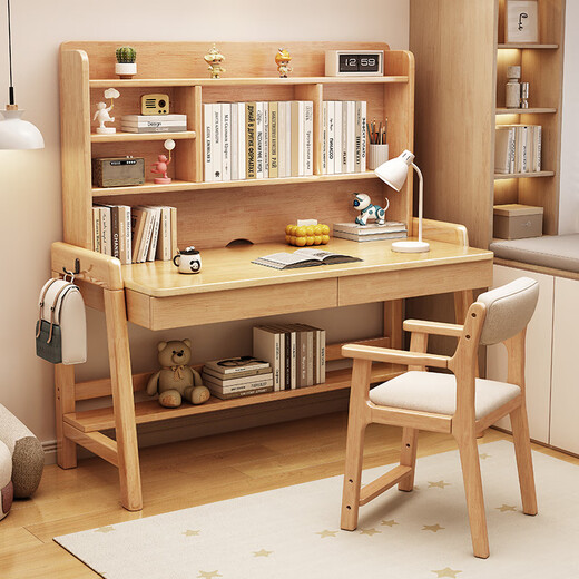 Konoha Whisper Massivholz Schreibtisch Bücherregal Integrated Study Desk Home Study Computer Schreibtisch Einfacher moderne Büro Schreibtisch Schlafzimmer Schreibtisch Weiß Single Tabelle 120*60*135 cm