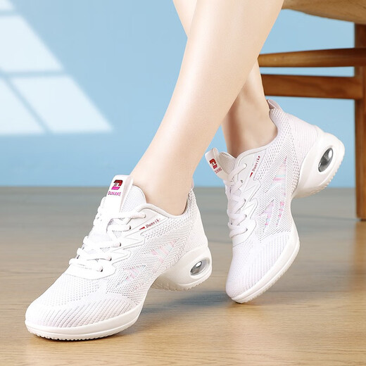 Harromans neue Tanzschuhe für Frauen weicher Sohle fliegendes Netz weiche Rindfleisch Sehne Sohle Tanzschuhe Sailor Jazz Tanzschuhe für Frauen 229 Weiß 38