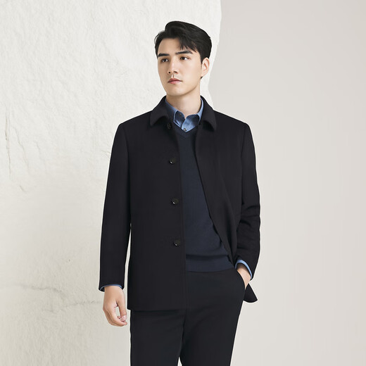 YOUNGOR Men's Coat Men's Business Coat Selected Wool Cashmere Fabric Smooth, Soft and Warm Store Same Style Navy XL 180/100A