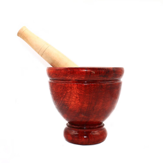 RSRDDY Thai-style chicken feet drum, Dai-flavored mortar chicken feet, household solid wood garlic grinder, wood chili pepper pounding bowl, diameter 14cm, depth 8cm, about 6 size