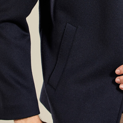 Antonio 100% Australian wool autumn and winter thick business pure wool jacket men's lapel commuting casual short woolen jacket navy blue 2XL 54 (185/100A)